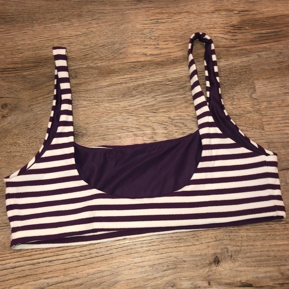 NWOT Agua Bendita Striped Purple & White Bikini Top Bralet Sz XL - Picture 2 of 3